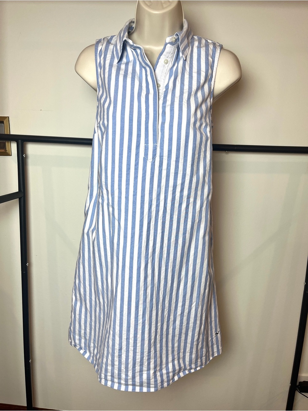 Vineyard Vines Striped Collared Dress Sleeveless Preppy Minimalist Summer Beach